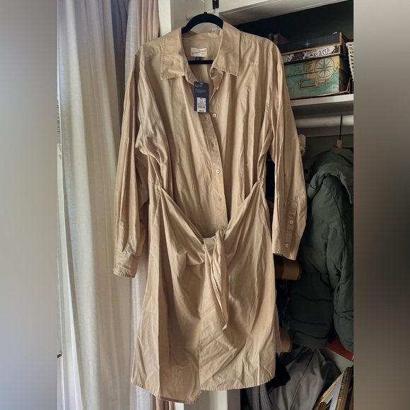 NWT Universal Thread Long Sleeve Tie-Front Mini Shirtdress - Tan XXL - Picture 2 of 2
